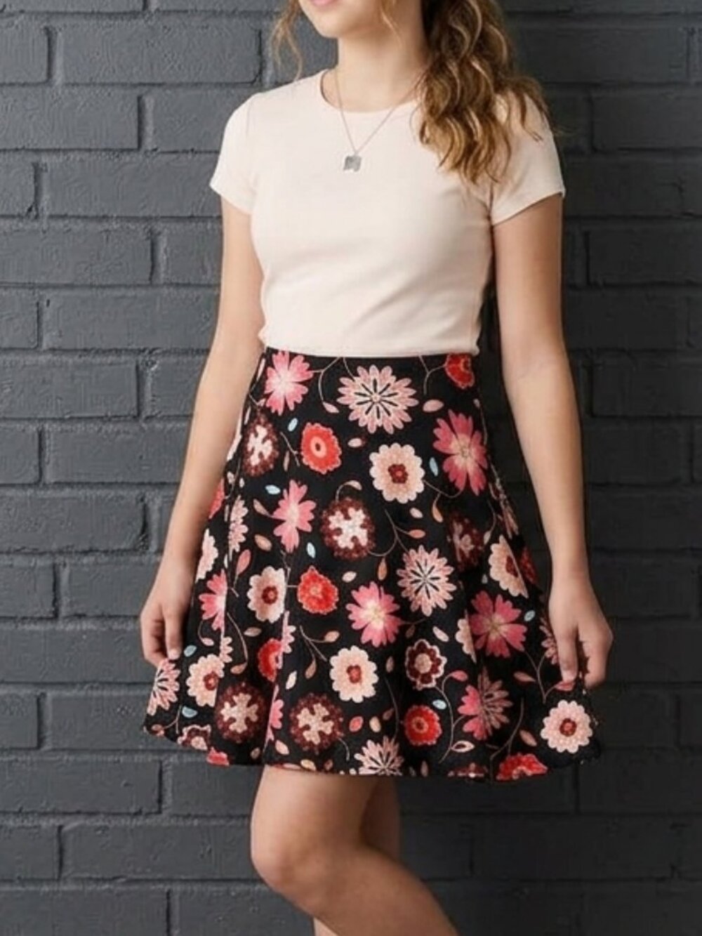 Kate Spade New York Casa Flora Pleated Mini Skirt Black Floral Girls Size 14Y - Picture 1 of 5